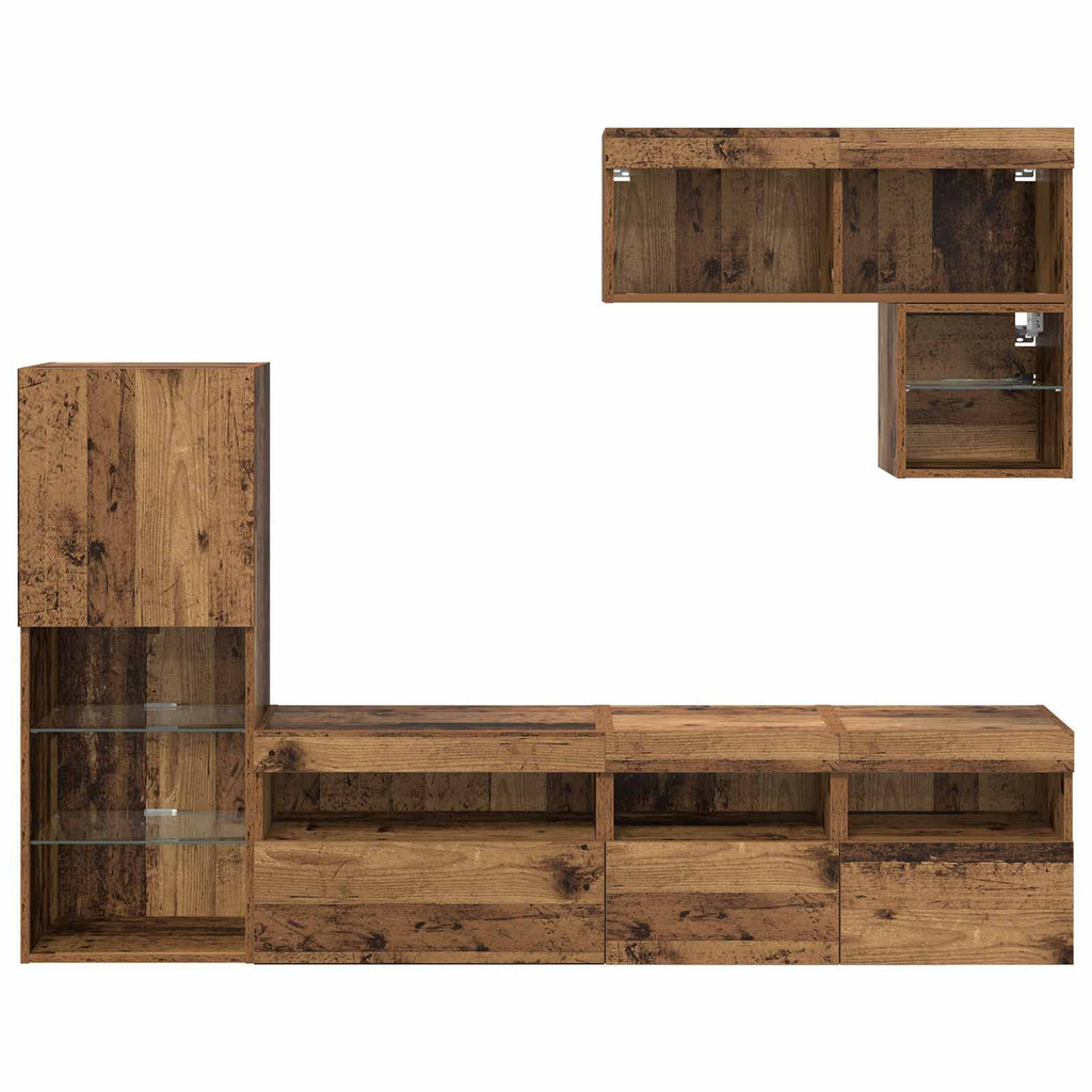 Unidades de pared para TV 6 pcs Madera vieja