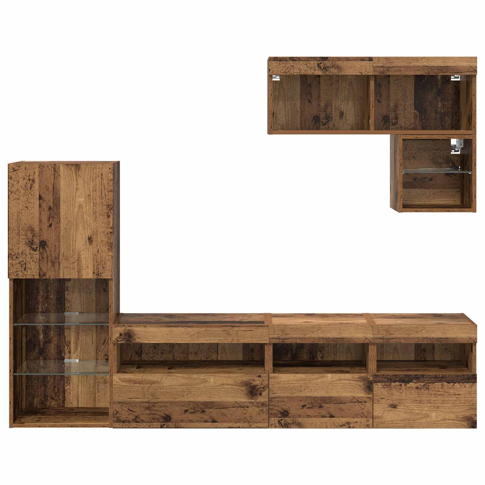 Unidades de pared para TV 6 pcs Madera vieja
