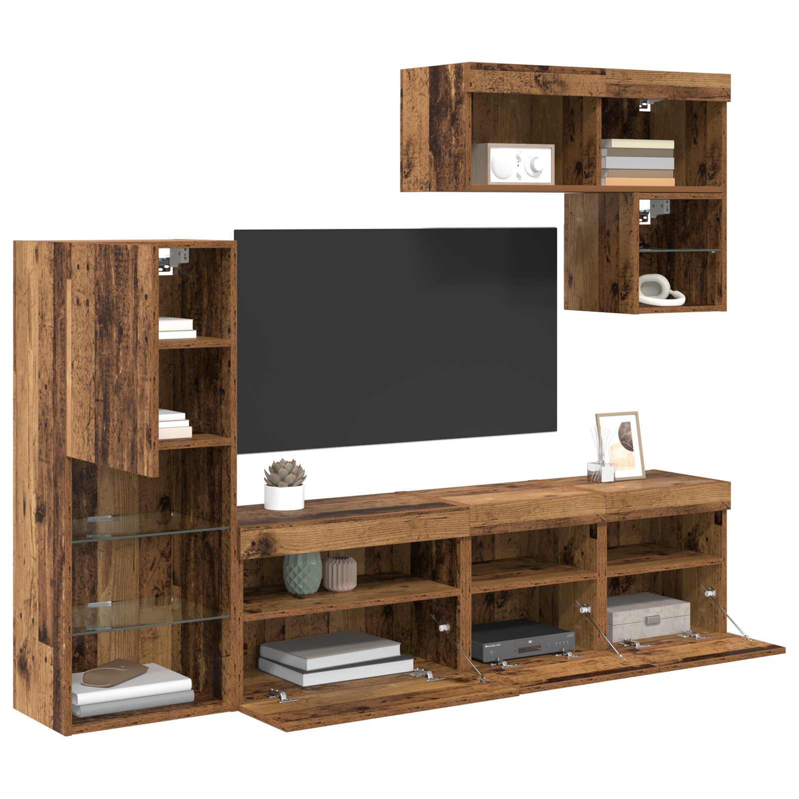 Unidades de pared para TV 6 pcs Madera vieja
