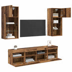 Unidades de TV de Pared con LED 5 pcs Madera Vieja