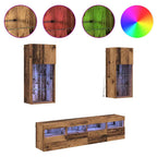Unidades de TV de Pared con LED 5 pcs Madera Vieja