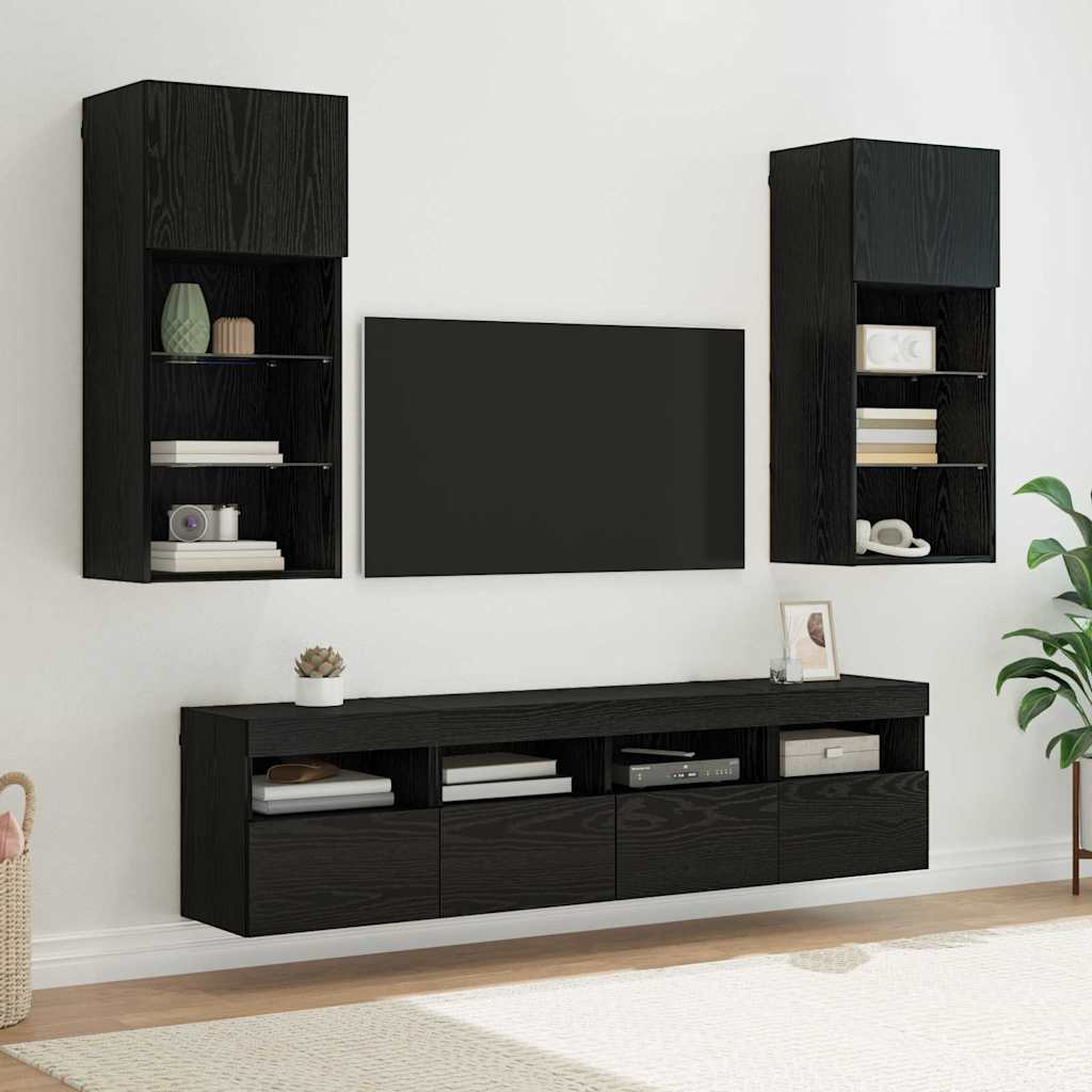 Wall TV Units with LED 5 pcs Old Wood