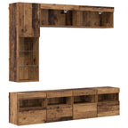 Mueble de TV con LED 7 pcs Madera vieja Madera de ingeniería