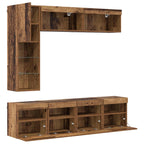 Mueble de TV con LED 7 pcs Madera vieja Madera de ingeniería