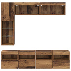 Mueble de TV con LED 7 pcs Madera vieja Madera de ingeniería