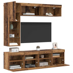 Mueble de TV con LED 7 pcs Madera vieja Madera de ingeniería