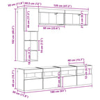 Mueble de TV con LED 7 pcs Madera vieja Madera de ingeniería