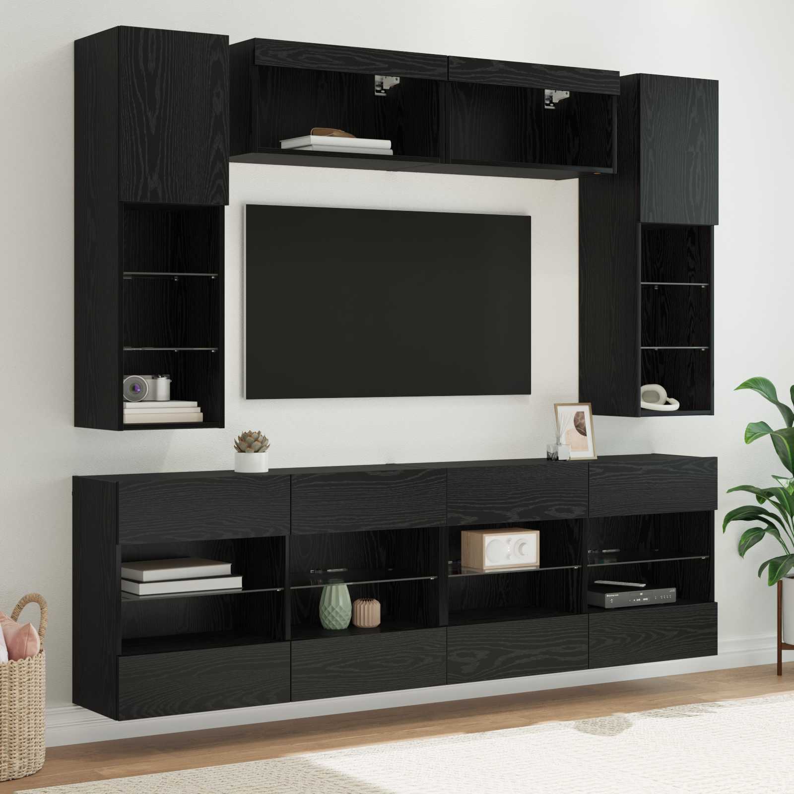 Conjunto de mueble para TV de pared 4 pcs brillante