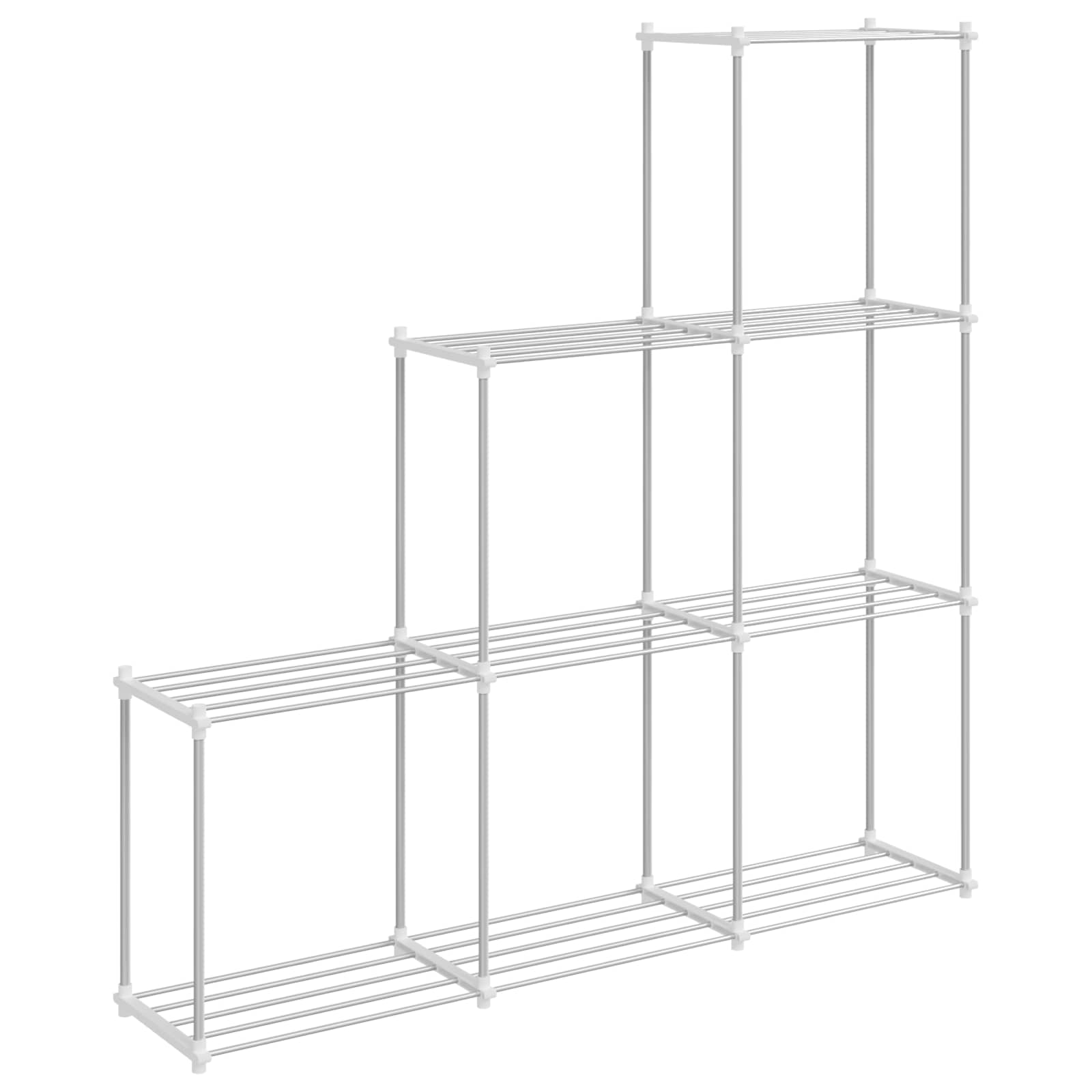 Estante tubular con almacenamiento 129 x 27 x 132 cm Aluminio