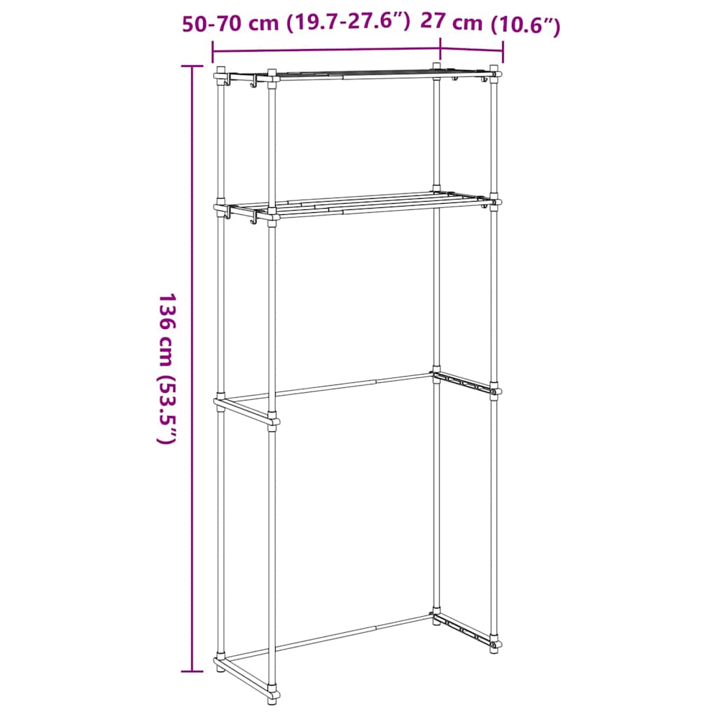 Estante para lavadora 70 x 27 x 136 cm Aluminio