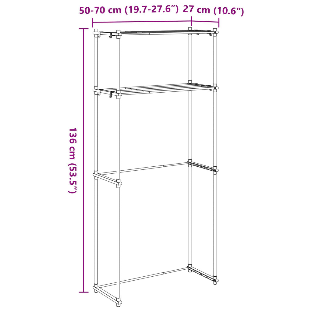 Estante para lavadora 70 x 27 x 136 cm Aluminio