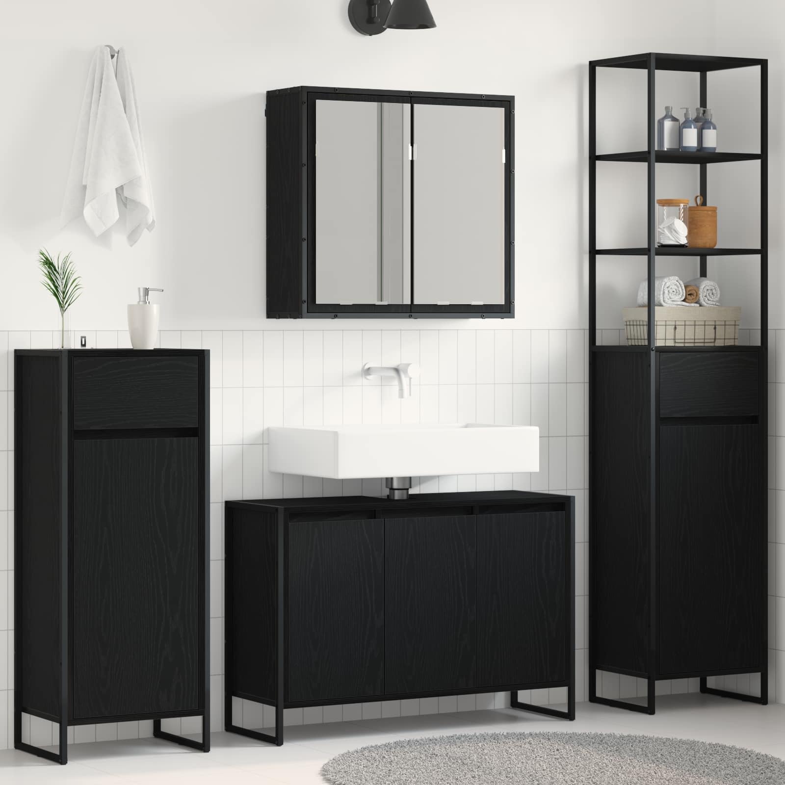 Juego de muebles de baño Gris Sonoma Madera de ingeniería