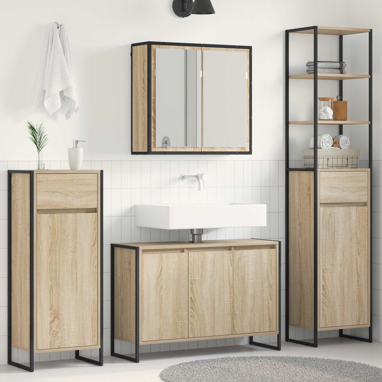 Juego de muebles de baño Gris Sonoma Madera de ingeniería