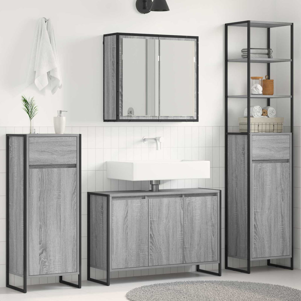 Juego de muebles de baño Gris Sonoma Madera de ingeniería