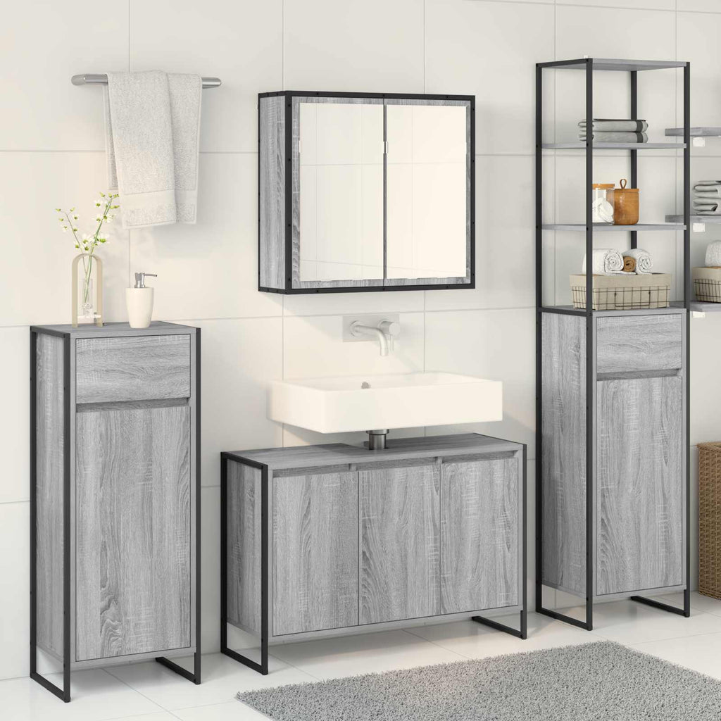 Juego de muebles de baño Gris Sonoma Madera de ingeniería