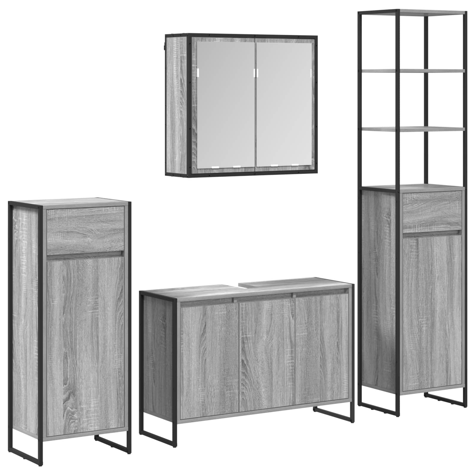 Juego de muebles de baño Gris Sonoma Madera de ingeniería