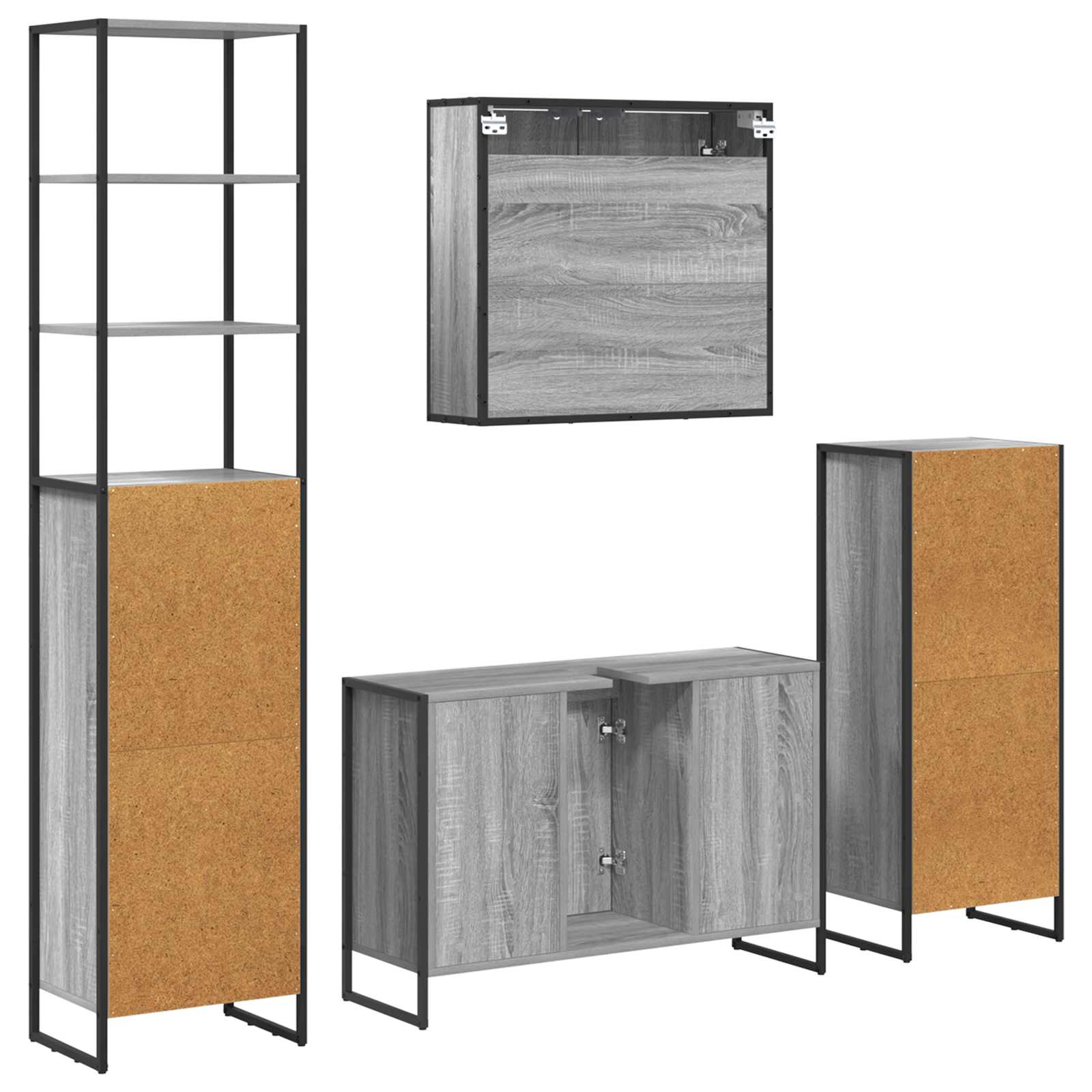 Juego de muebles de baño Gris Sonoma Madera de ingeniería