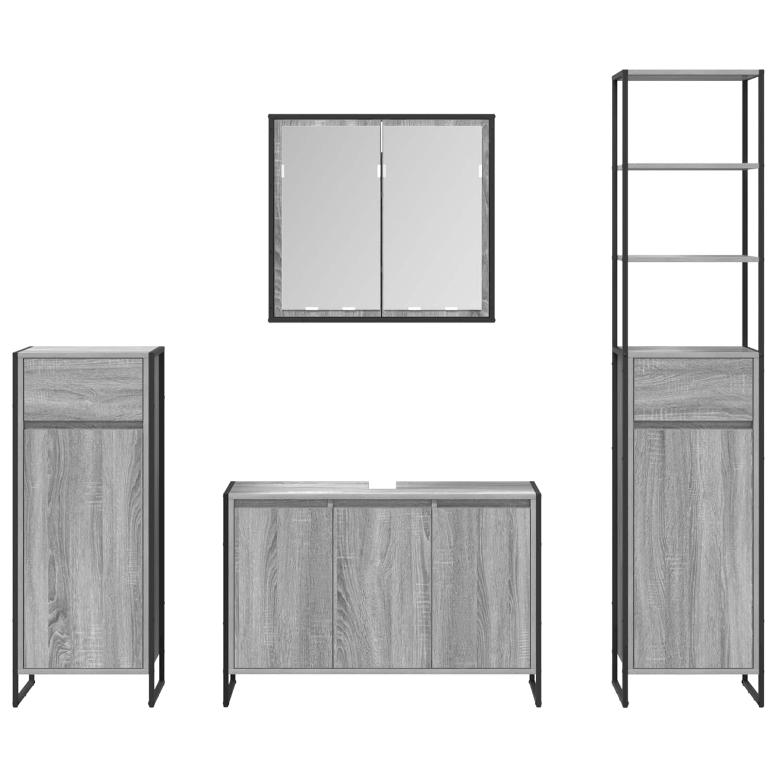 Juego de muebles de baño Gris Sonoma Madera de ingeniería