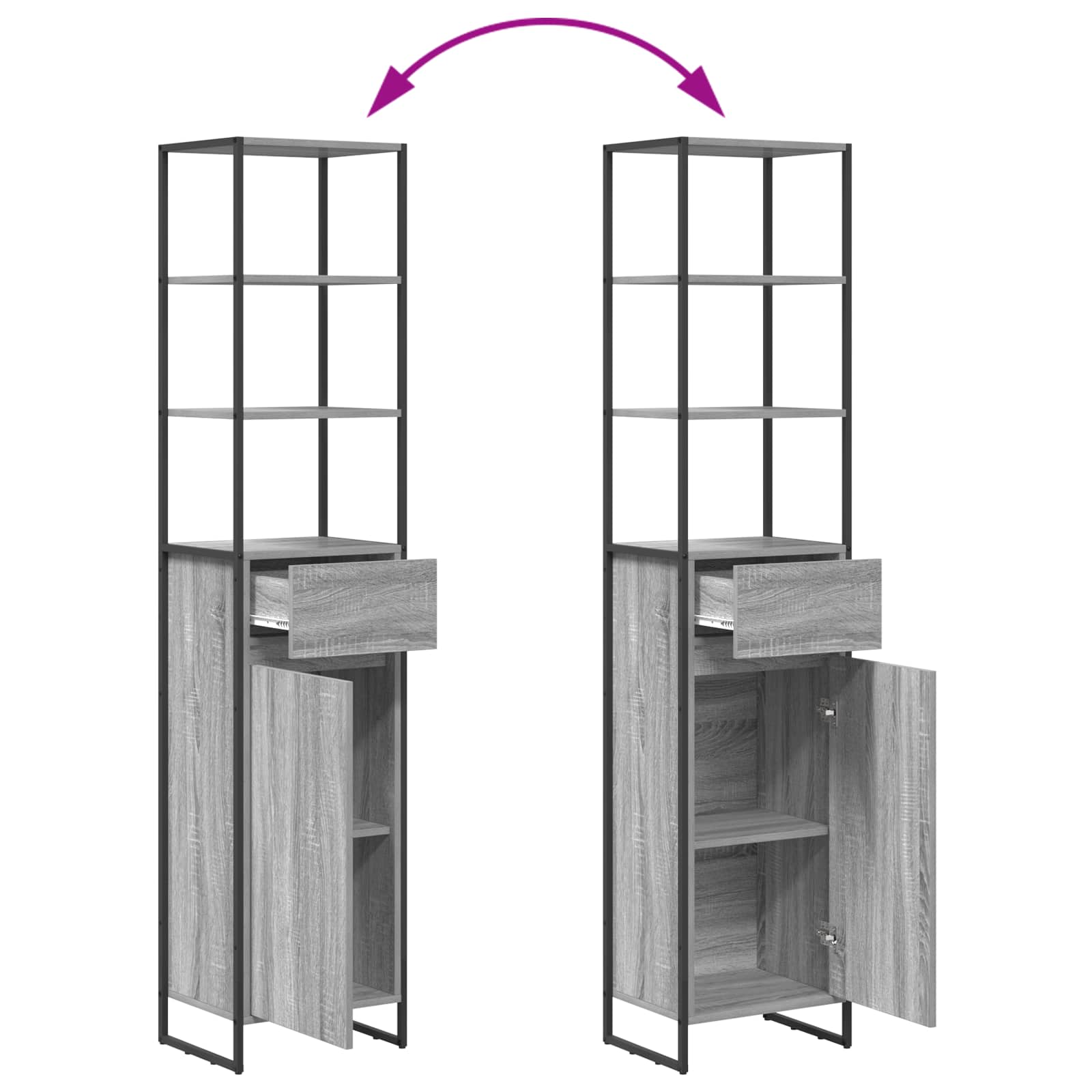 Juego de muebles de baño Gris Sonoma Madera de ingeniería