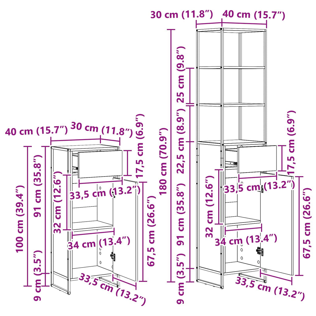 Juego de muebles de baño Gris Sonoma Madera de ingeniería