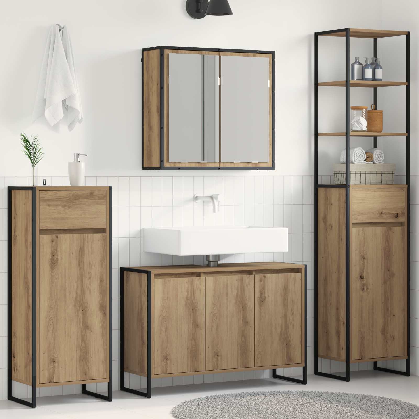 Juego de muebles de baño Gris Sonoma Madera de ingeniería