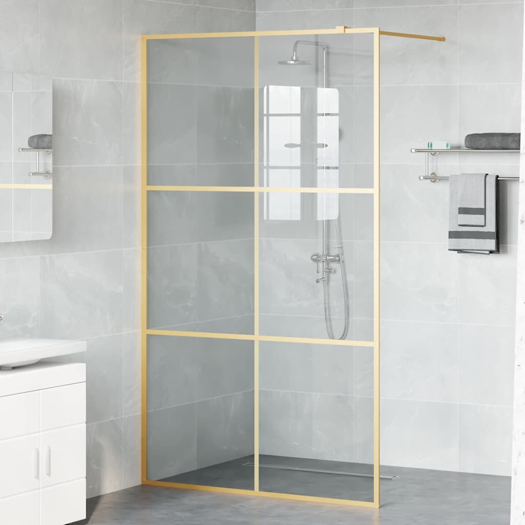 Pared de Ducha Walk-in Dorado 115 x 195 cm vidrio templado