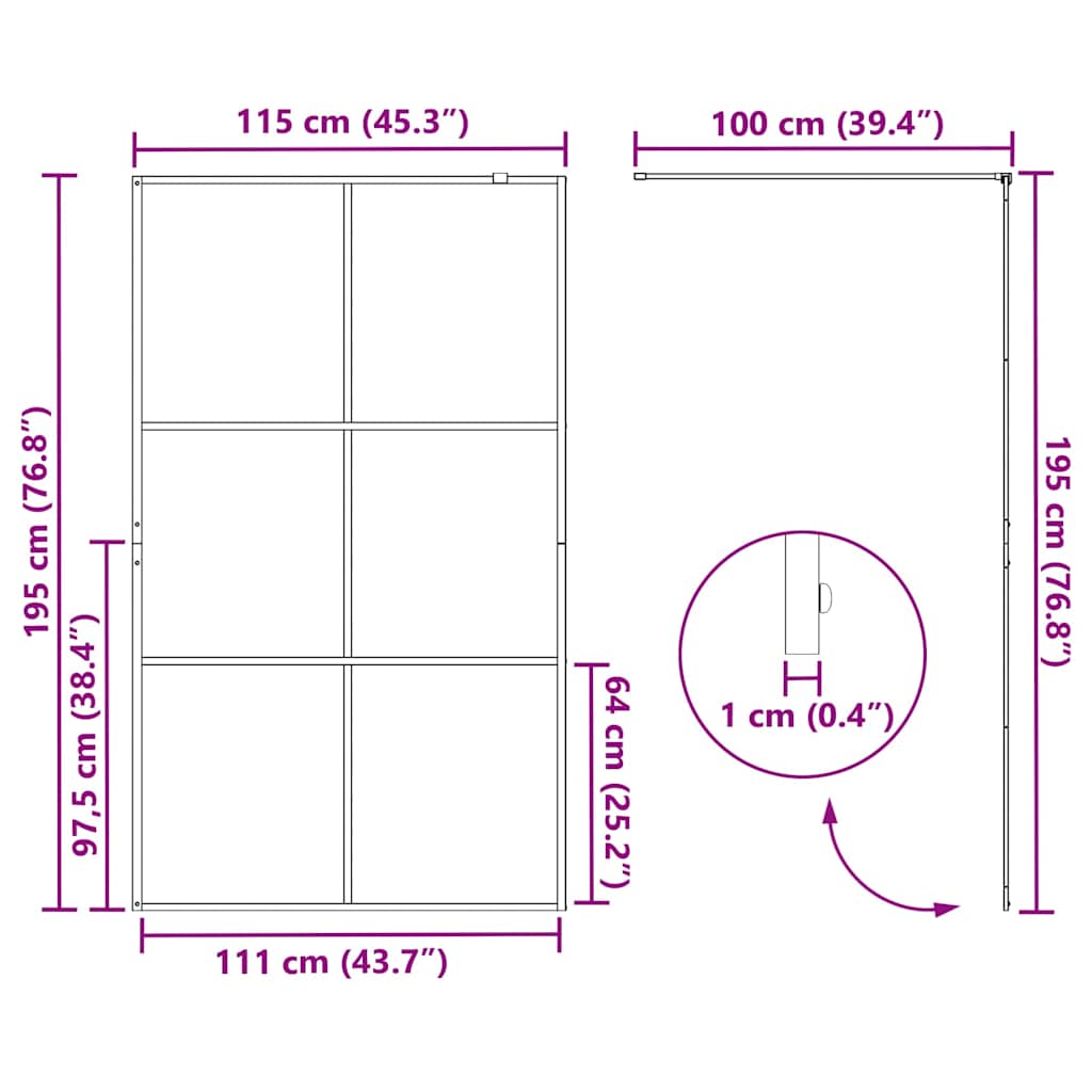 Pared de Ducha Walk-in Dorado 115 x 195 cm vidrio templado