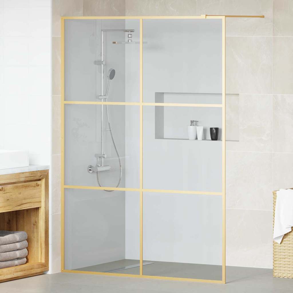 Pared de Ducha Walk-in Dorado 115 x 195 cm vidrio templado