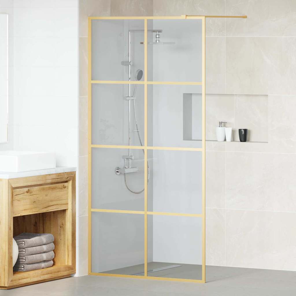 Pared de Ducha Walk-in Dorado 100 x 195 cm vidrio templado