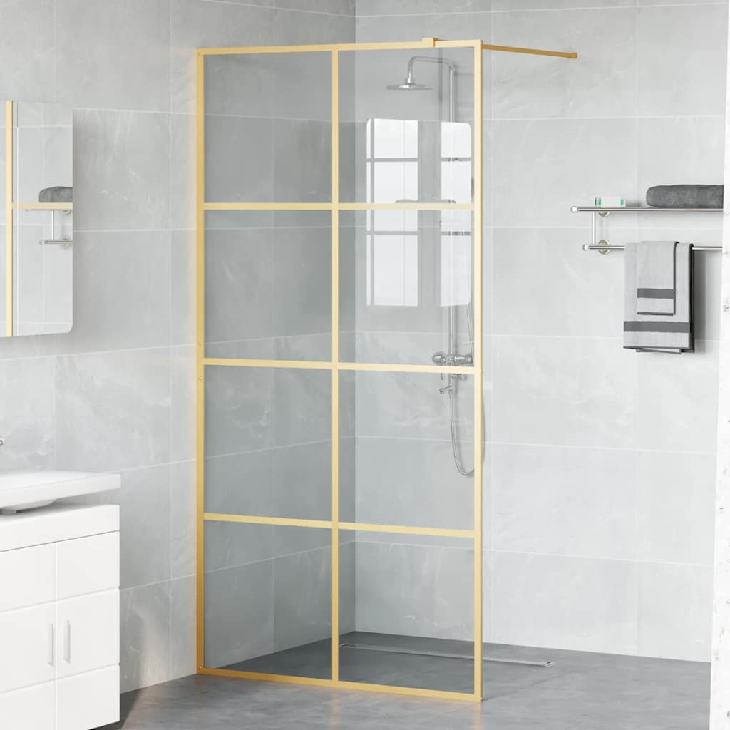 Pared de Ducha Walk-in Dorado 100 x 195 cm vidrio templado