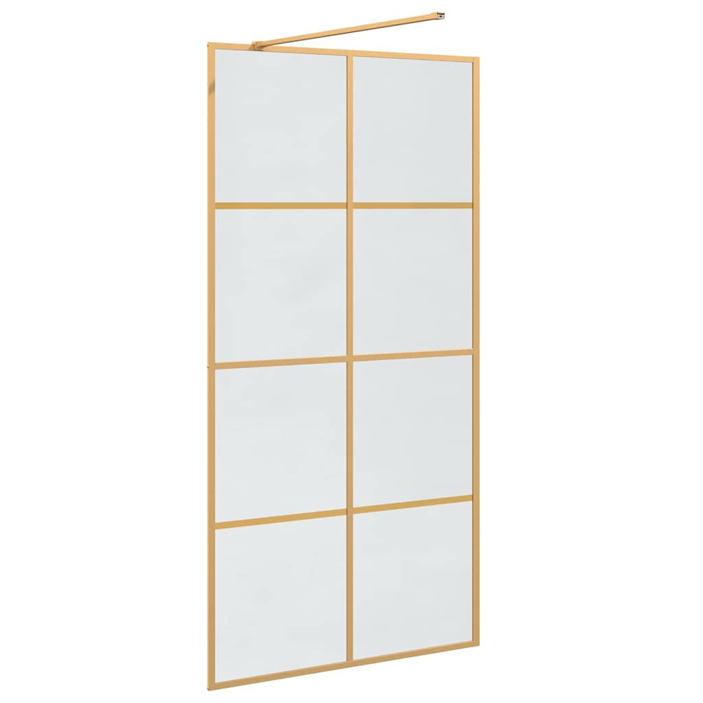 Pared de Ducha Walk-in Dorado 100 x 195 cm vidrio templado