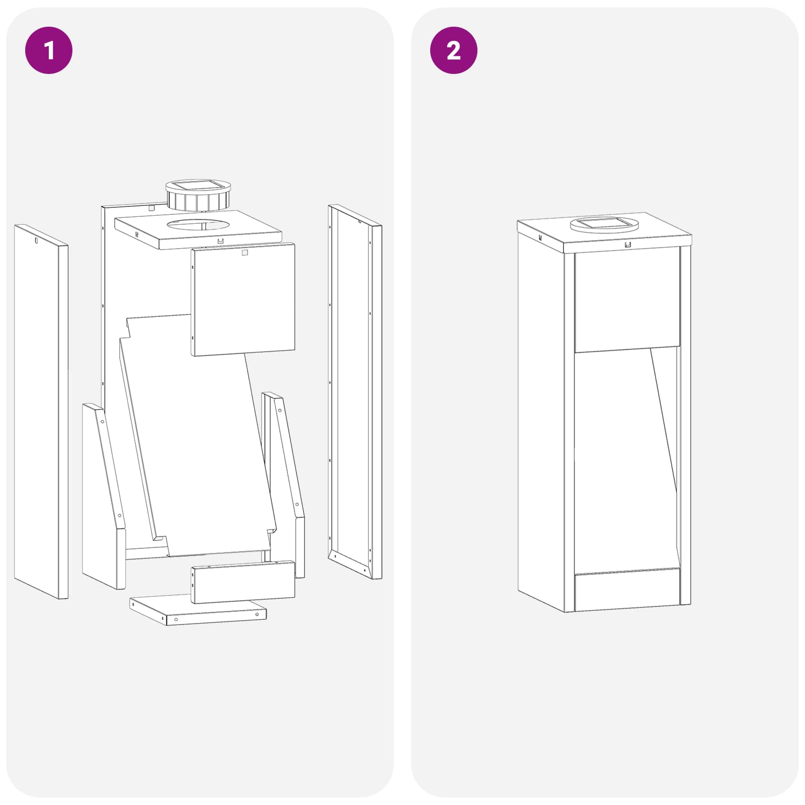 Luz de Sendero LED Solar 2 pcs Acero laminado en frío