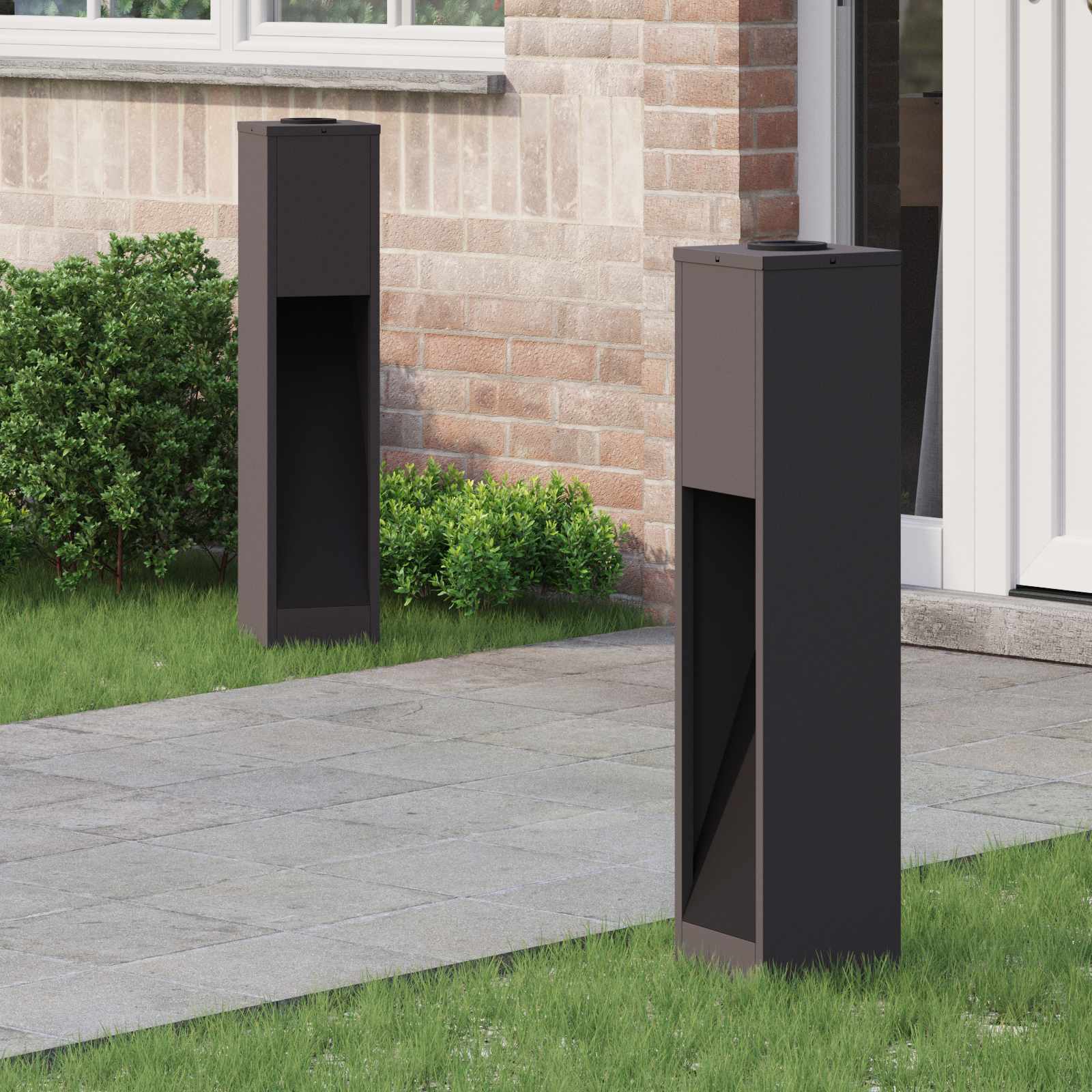 Luz de Sendero LED Solar 2 pcs Acero laminado en frío