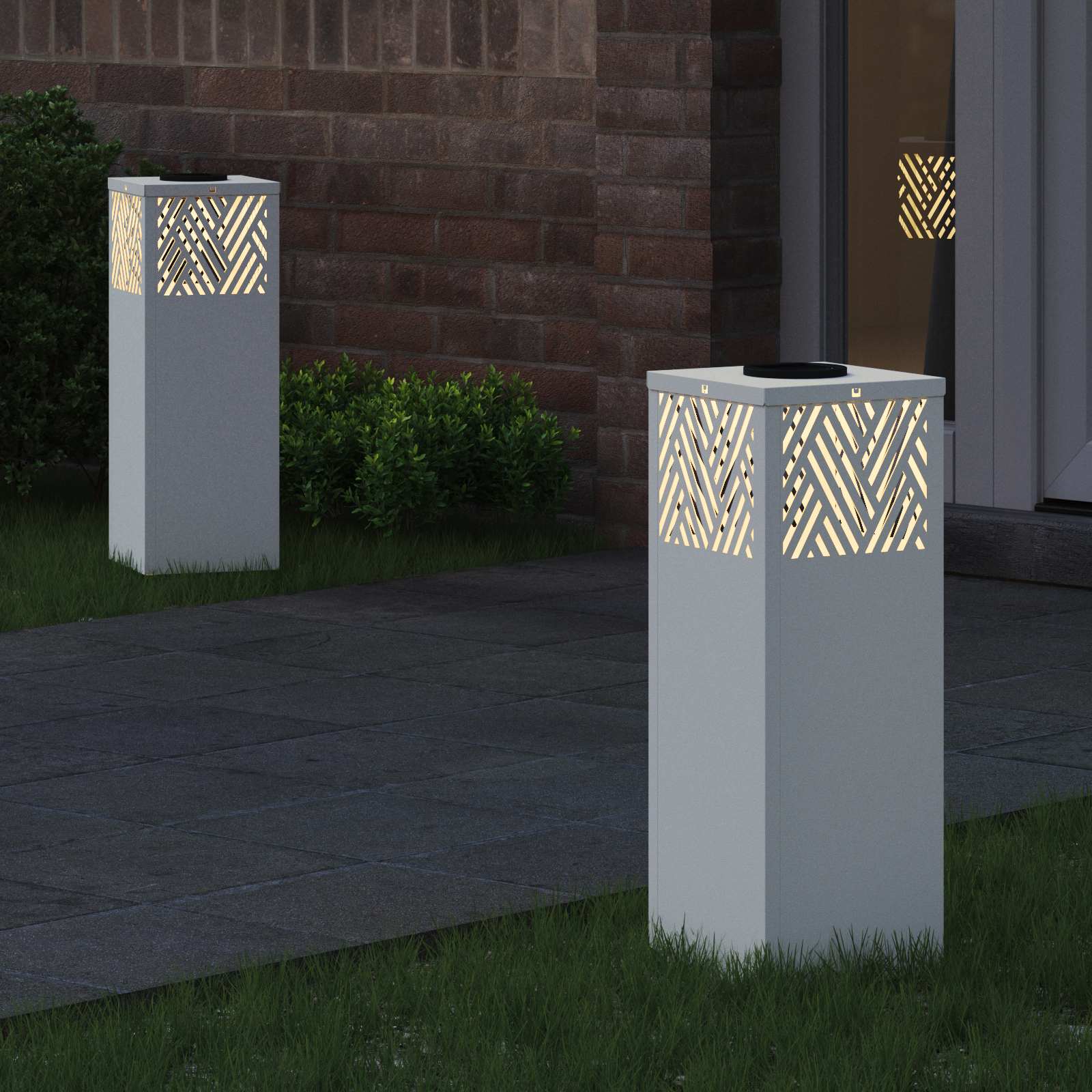 Luz de camino LED solar 2 pcs Acero laminado en frío