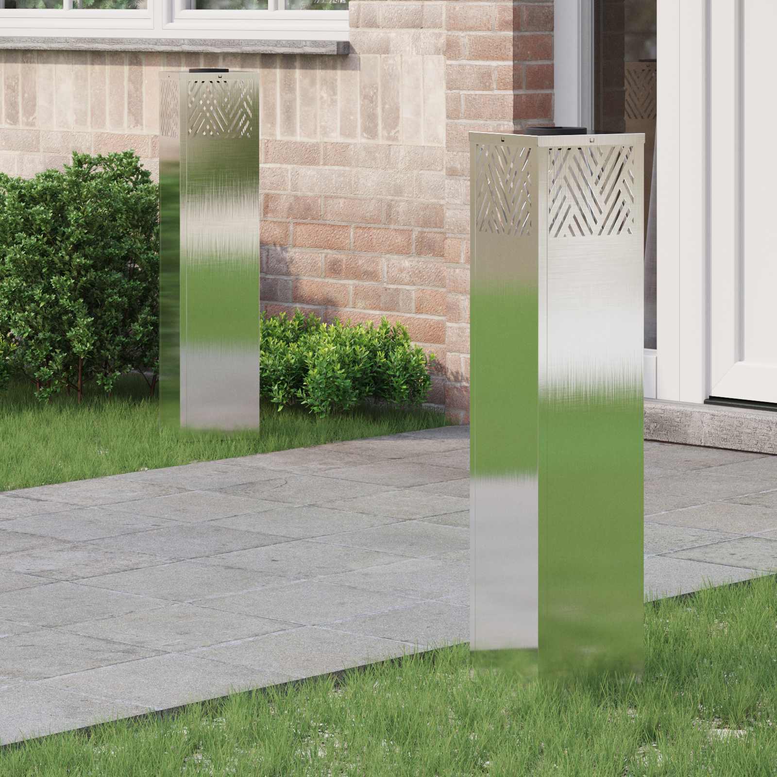 Luz de camino LED solar 2 pcs Acero laminado en frío