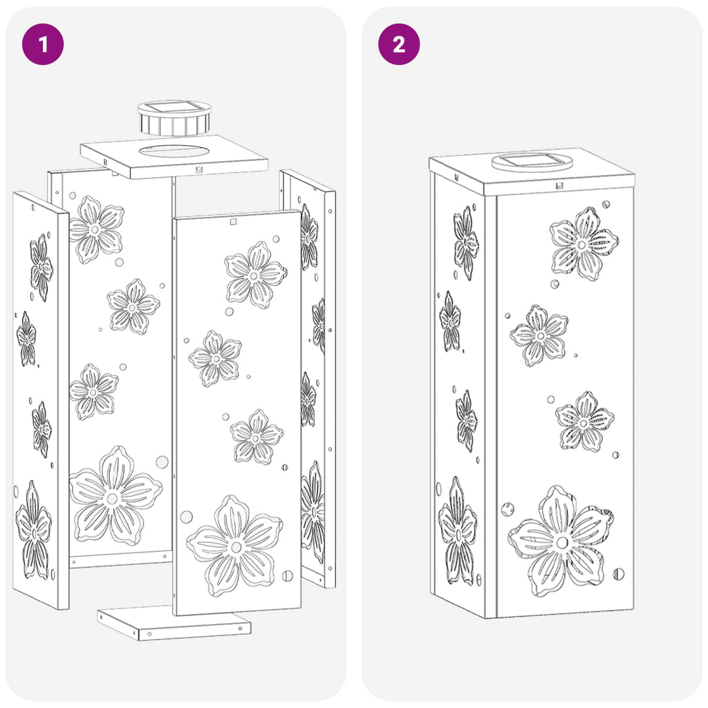 Luz de camino LED solar 2 pcs Acero laminado en frío