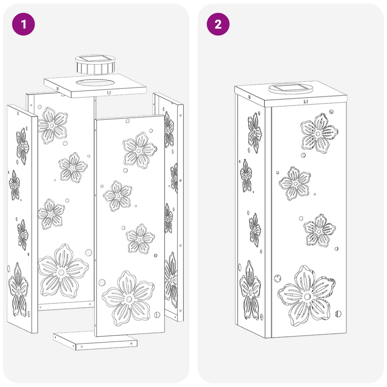 Luz de camino LED solar 2 pcs Acero laminado en frío