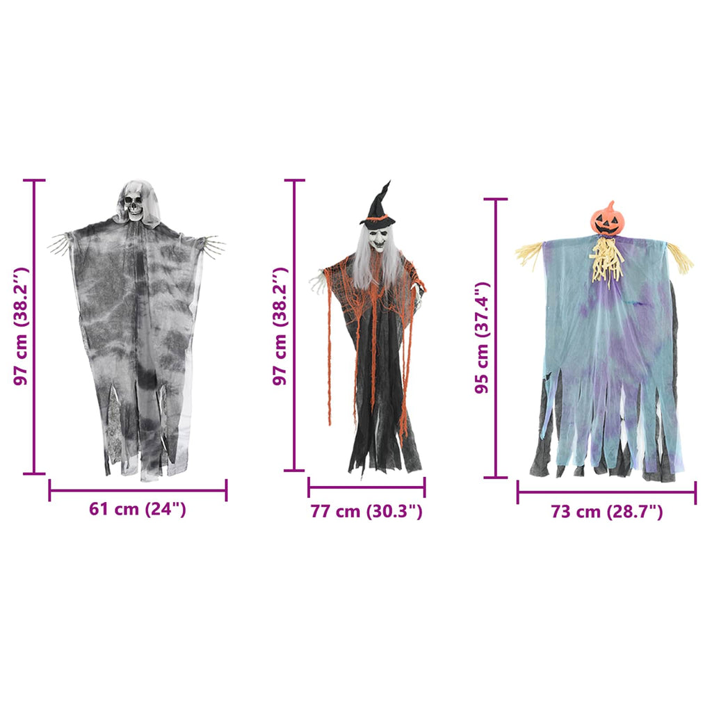 Fantasma Colgante de Halloween 3 pcs Multicolor 61 x 97 cm