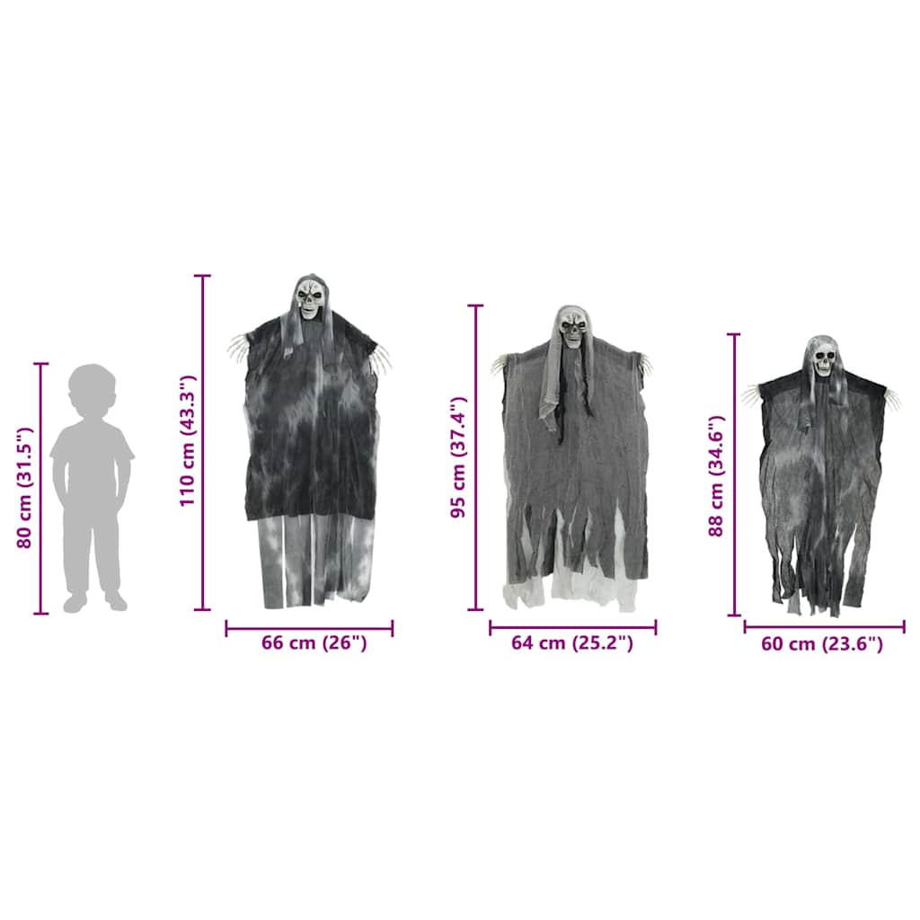 Fantasma Colgante de Halloween 3 pcs Negro 66 x 110 cm