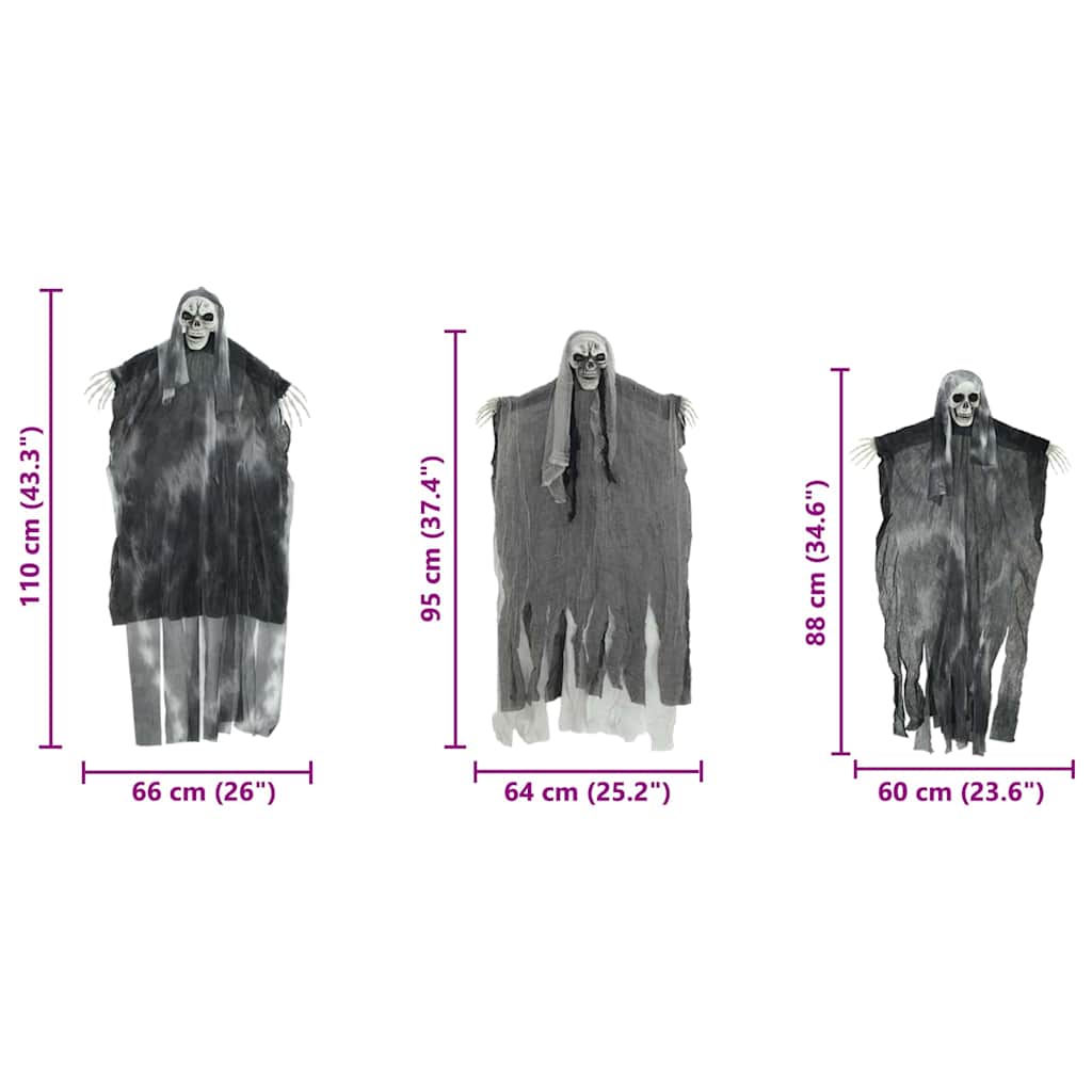 Fantasma Colgante de Halloween 3 pcs Negro 66 x 110 cm