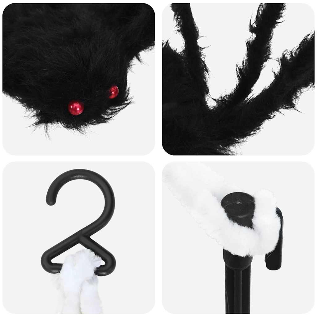 Decoración de Araña de Halloween con Telarañas 2 pcs Negro y
