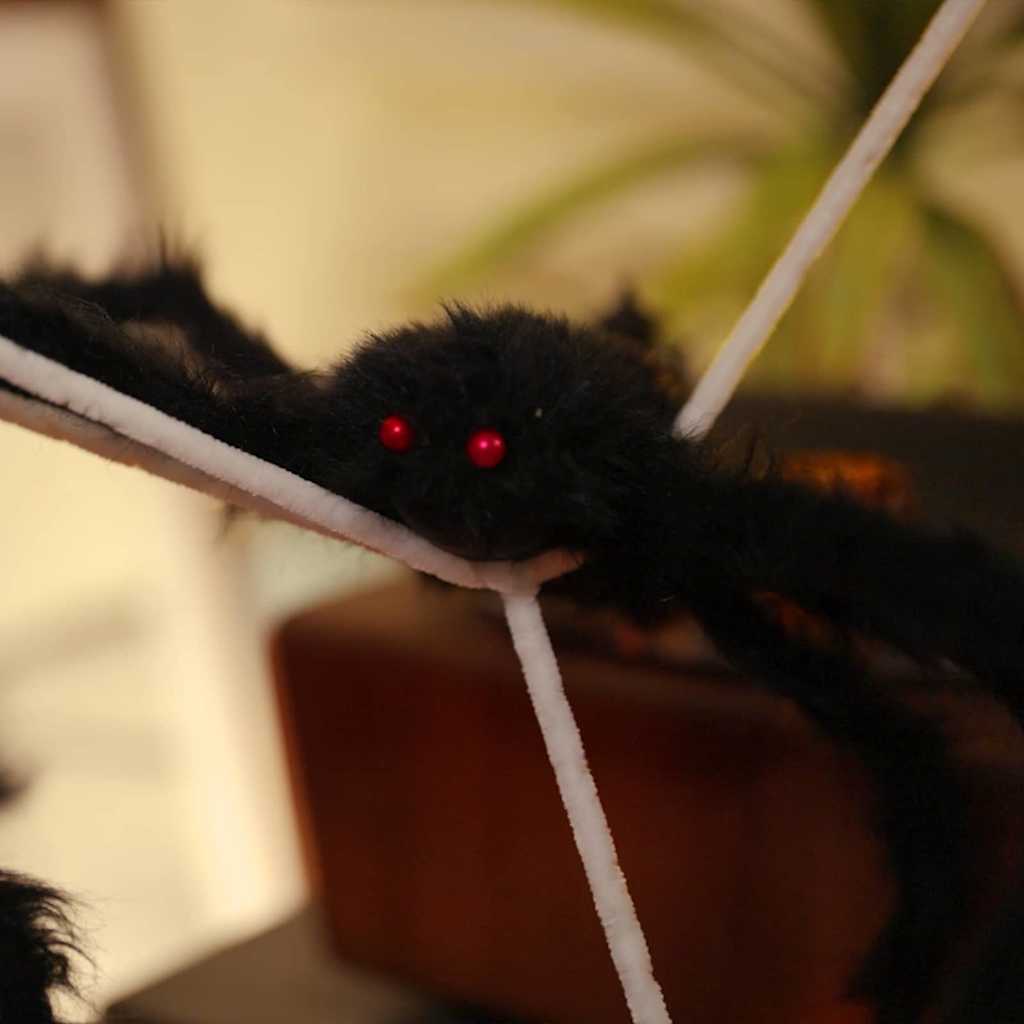 Decoración de Araña de Halloween con Telarañas 2 pcs Negro y