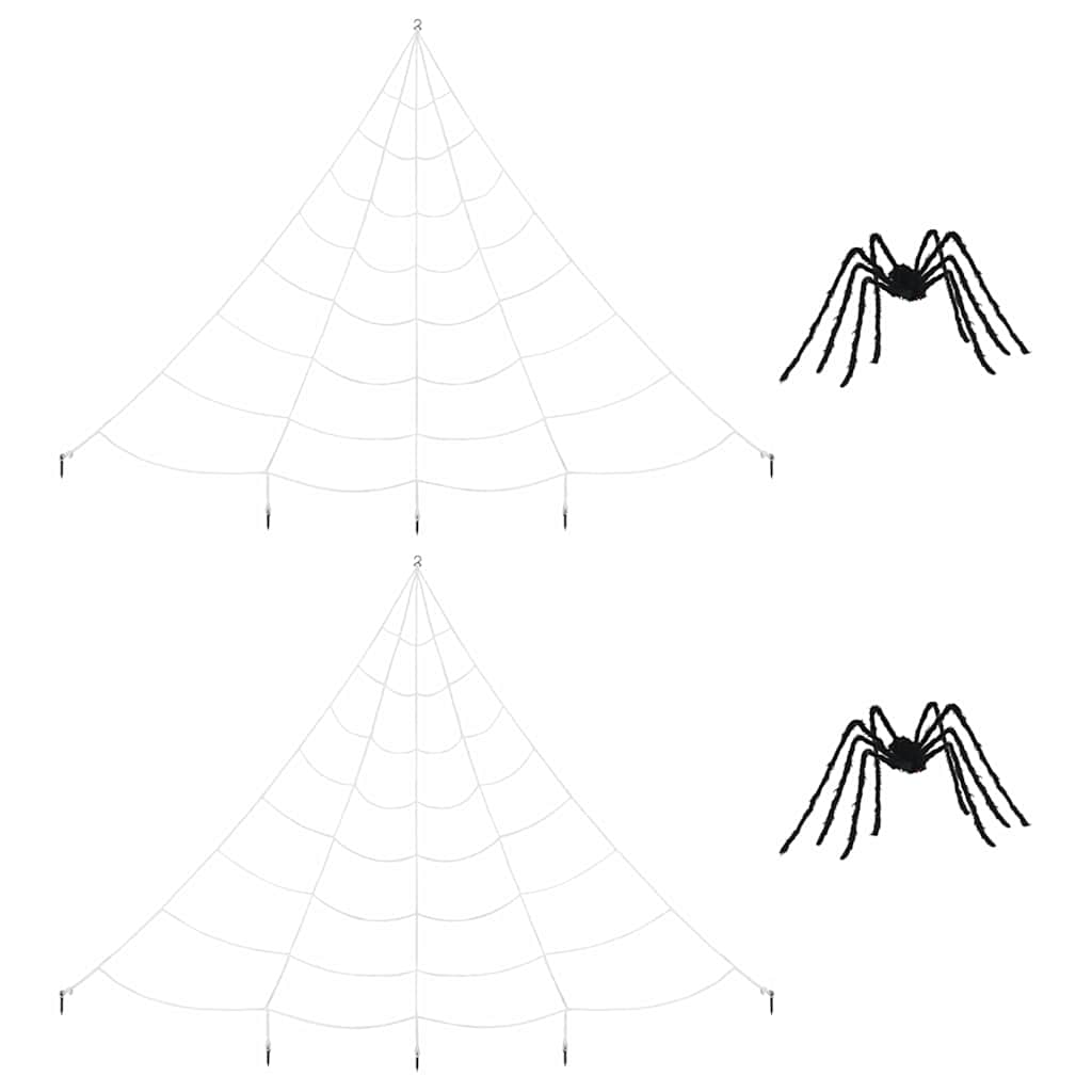 Decoración de Araña de Halloween con Telarañas 2 pcs Negro y