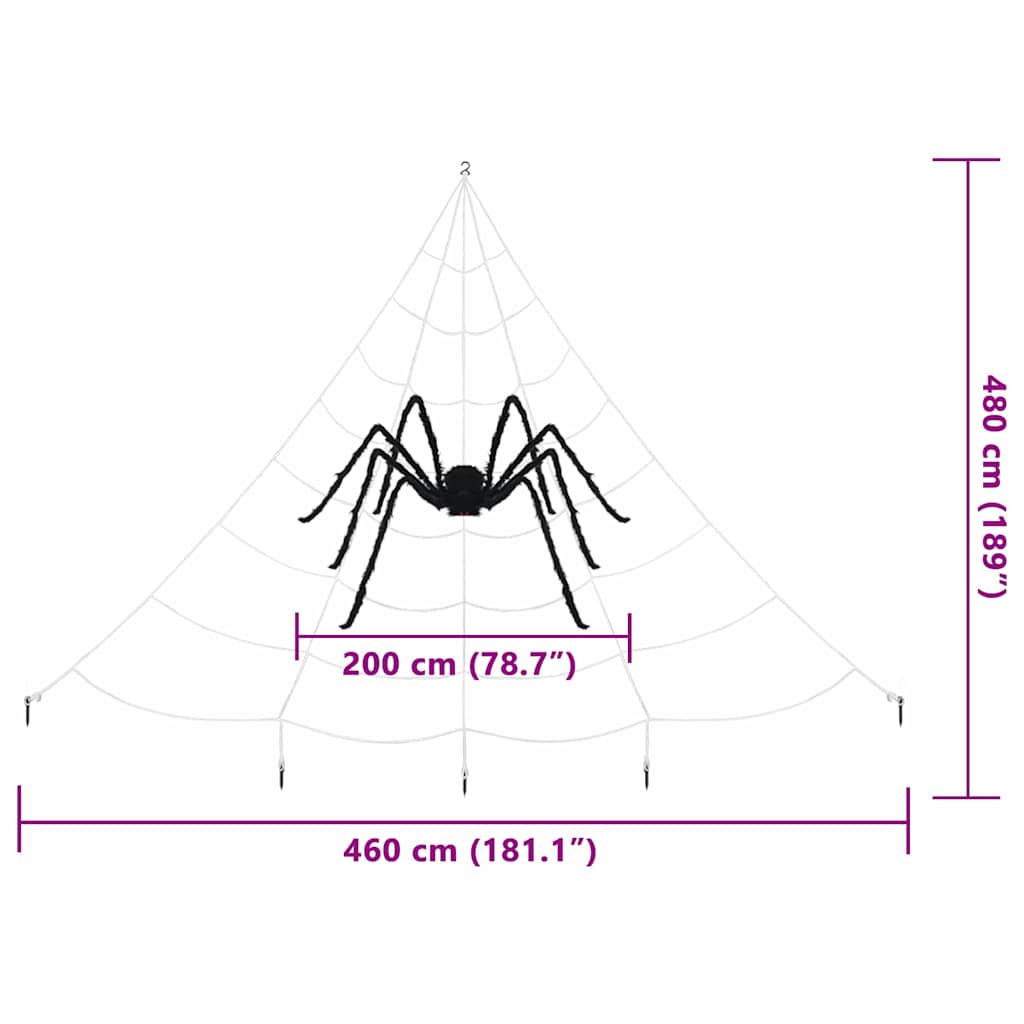 Decoración de Araña de Halloween con Telarañas 2 pcs Negro y