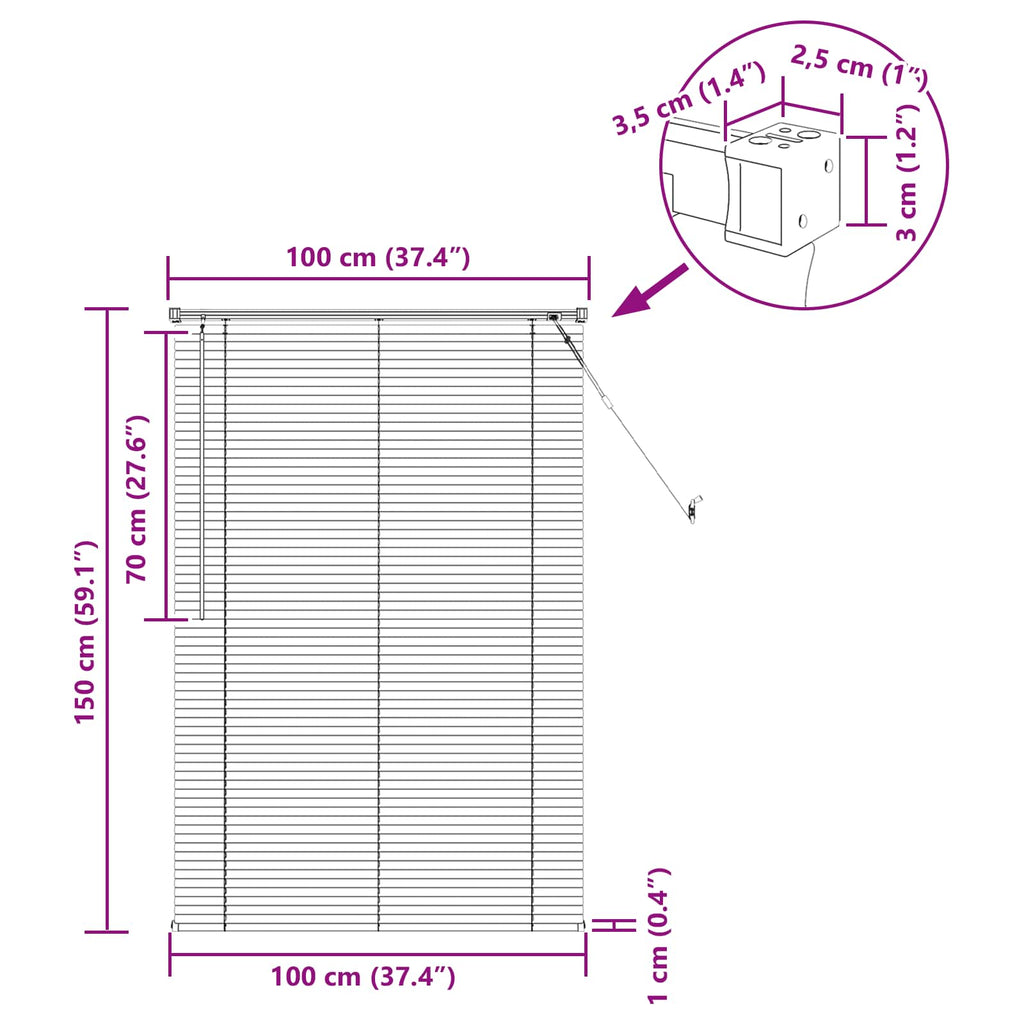Persiana Veneciana 150 x 100 cm 25 mm PVC