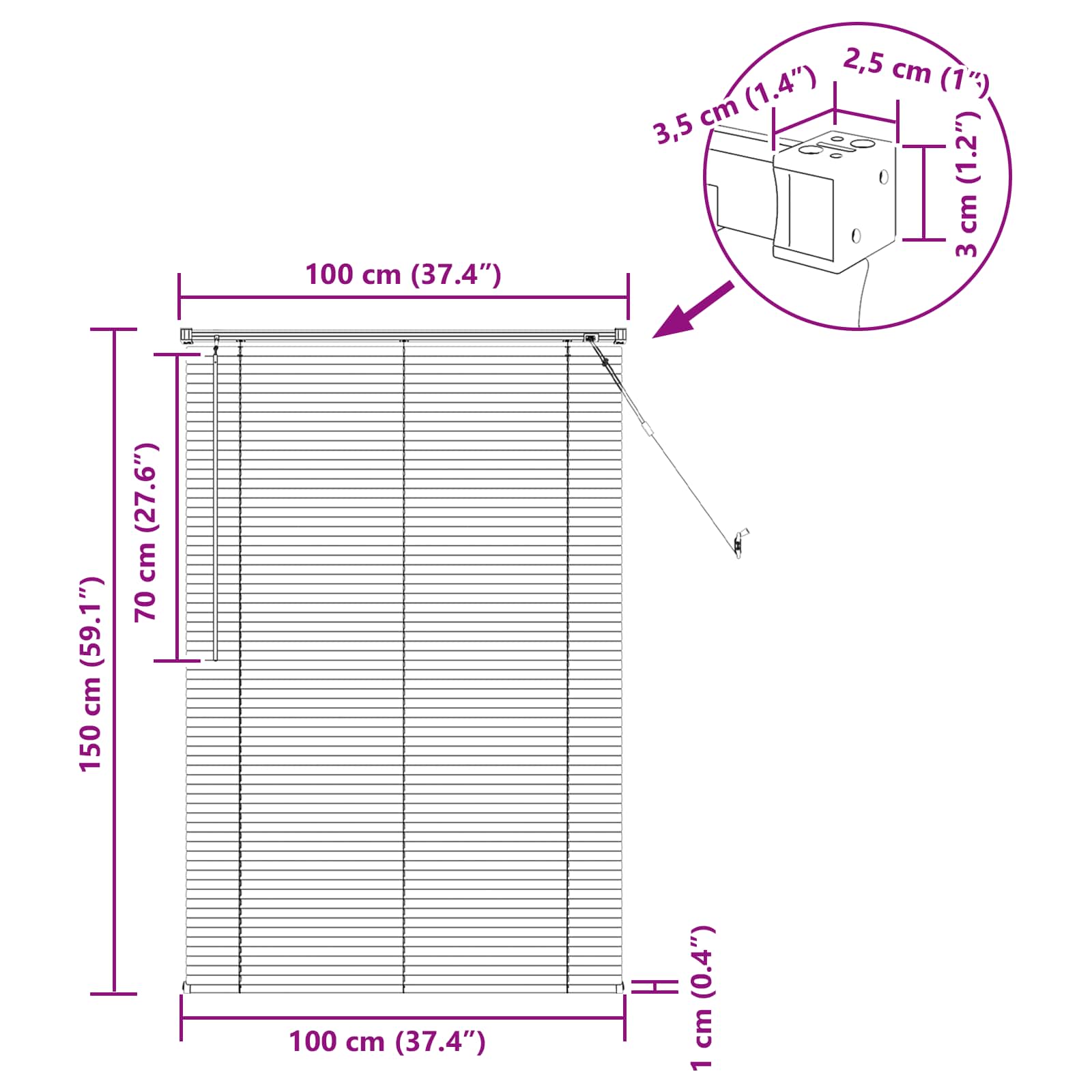 Persiana Veneciana 150 x 100 cm 25 mm PVC