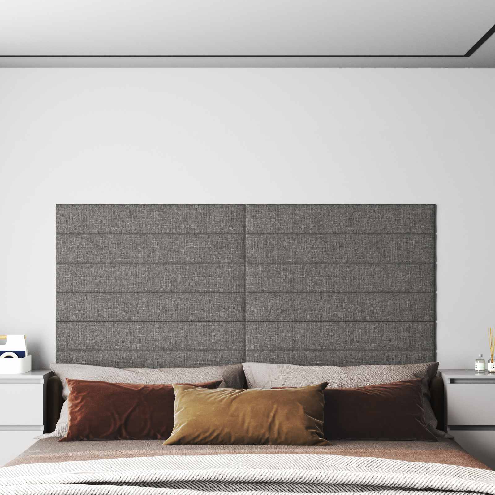 Cabecero de Pared 12 pcs Azul 30 x 15 cm tela