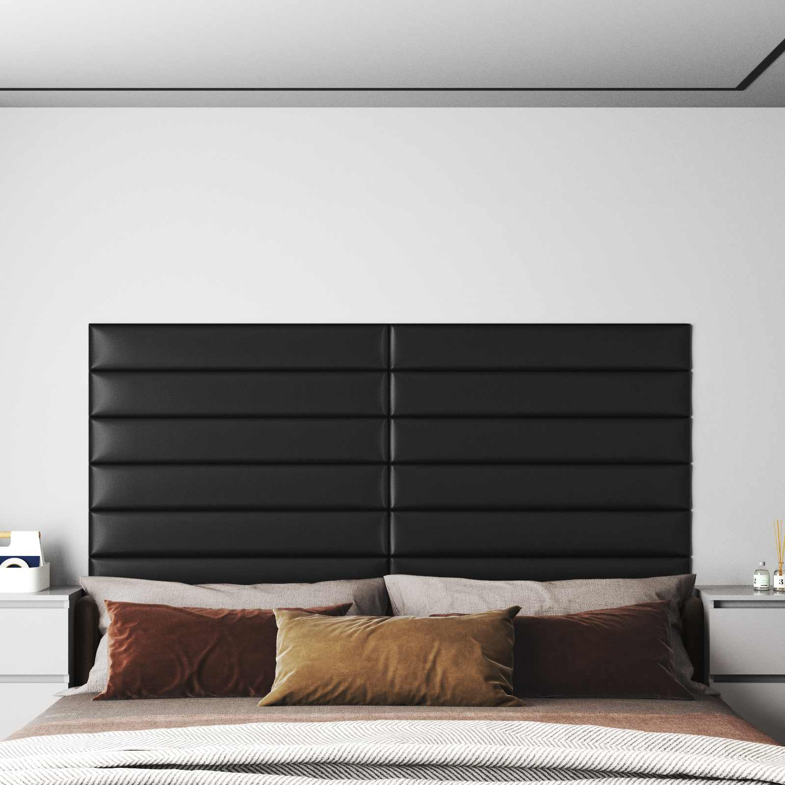 Cabecero de Pared 12 pcs Capuchino 30 x 15 cm tela