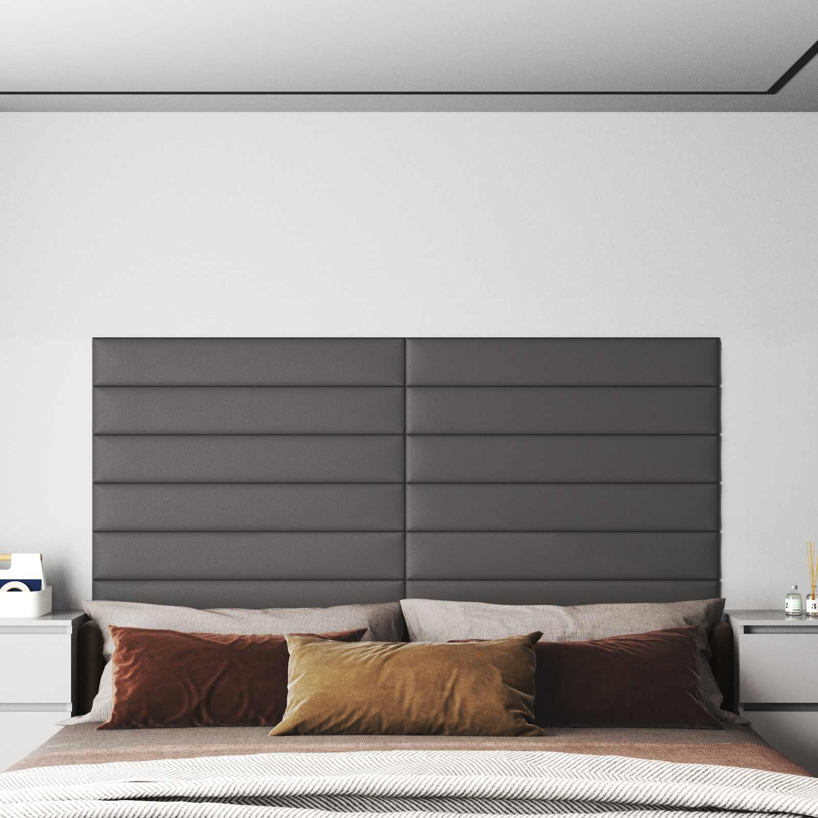 Cabecero de Pared 12 pcs Capuchino 30 x 15 cm tela