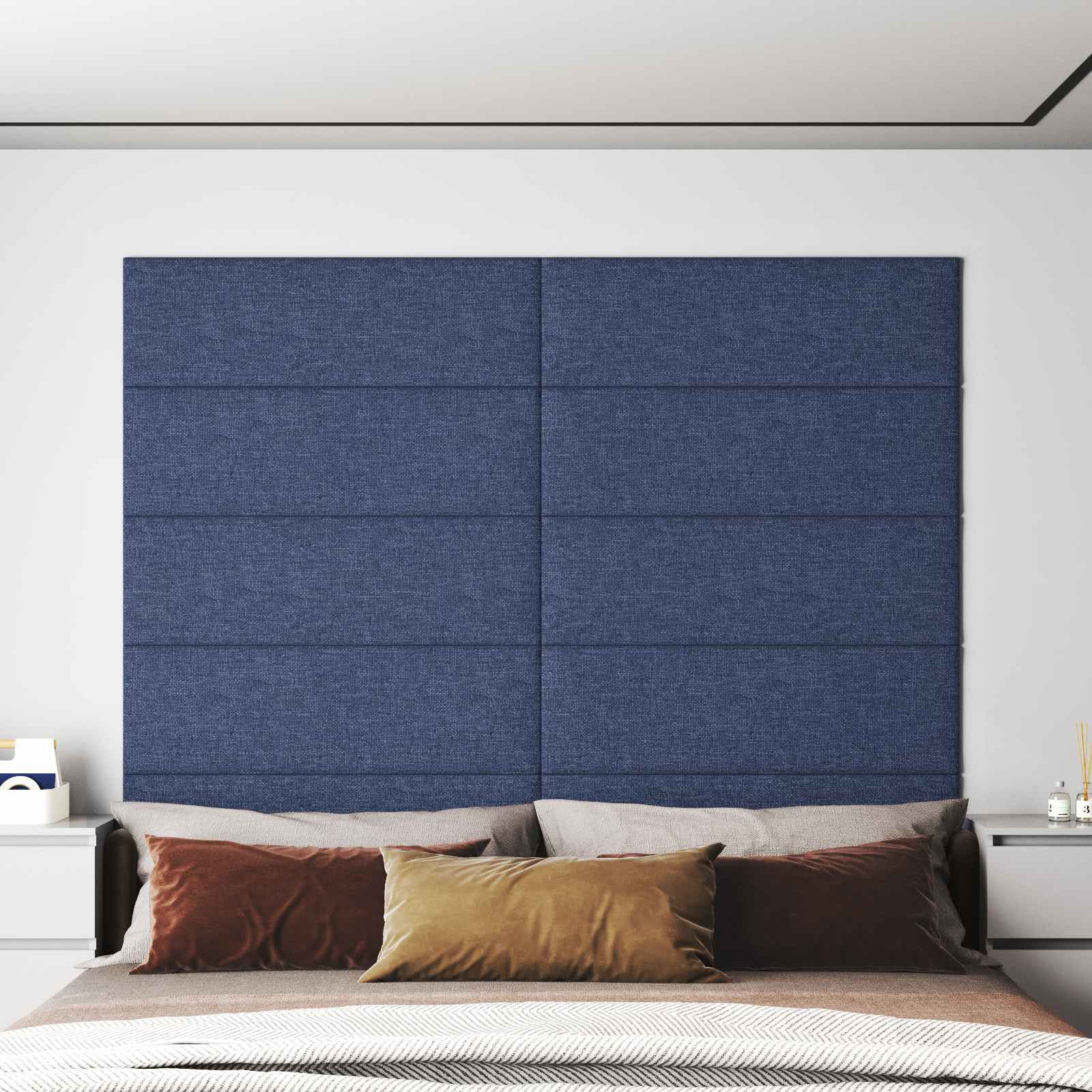 Cabecero de Pared 12 pcs Azul 30 x 15 cm tela